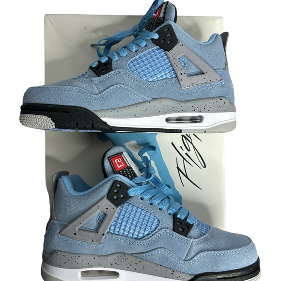 Air Jordan 4 Retro SP North Carolina Blue Air Jordan Flight Kids Sz 4.5 US NWT - Picture 3 of 13